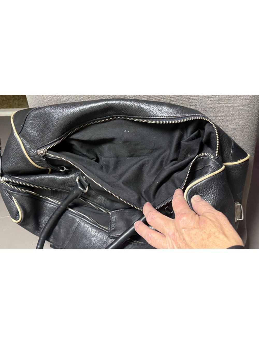 1990's Black Leather Bowling Bag by DKNY Large Doctors Shoulder Bag - Picture 12 of 15